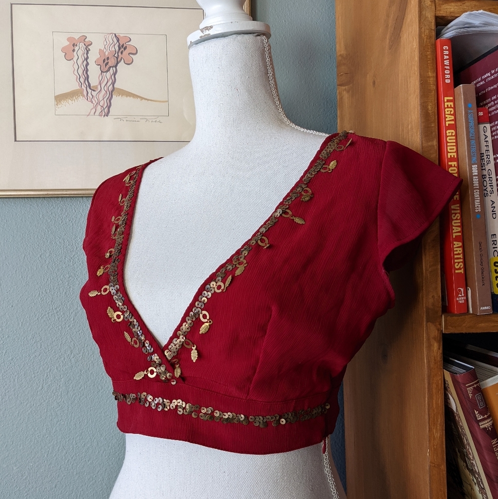 Vintage Y2K Charlotte Russe Sheer Crop Top Boho Festival